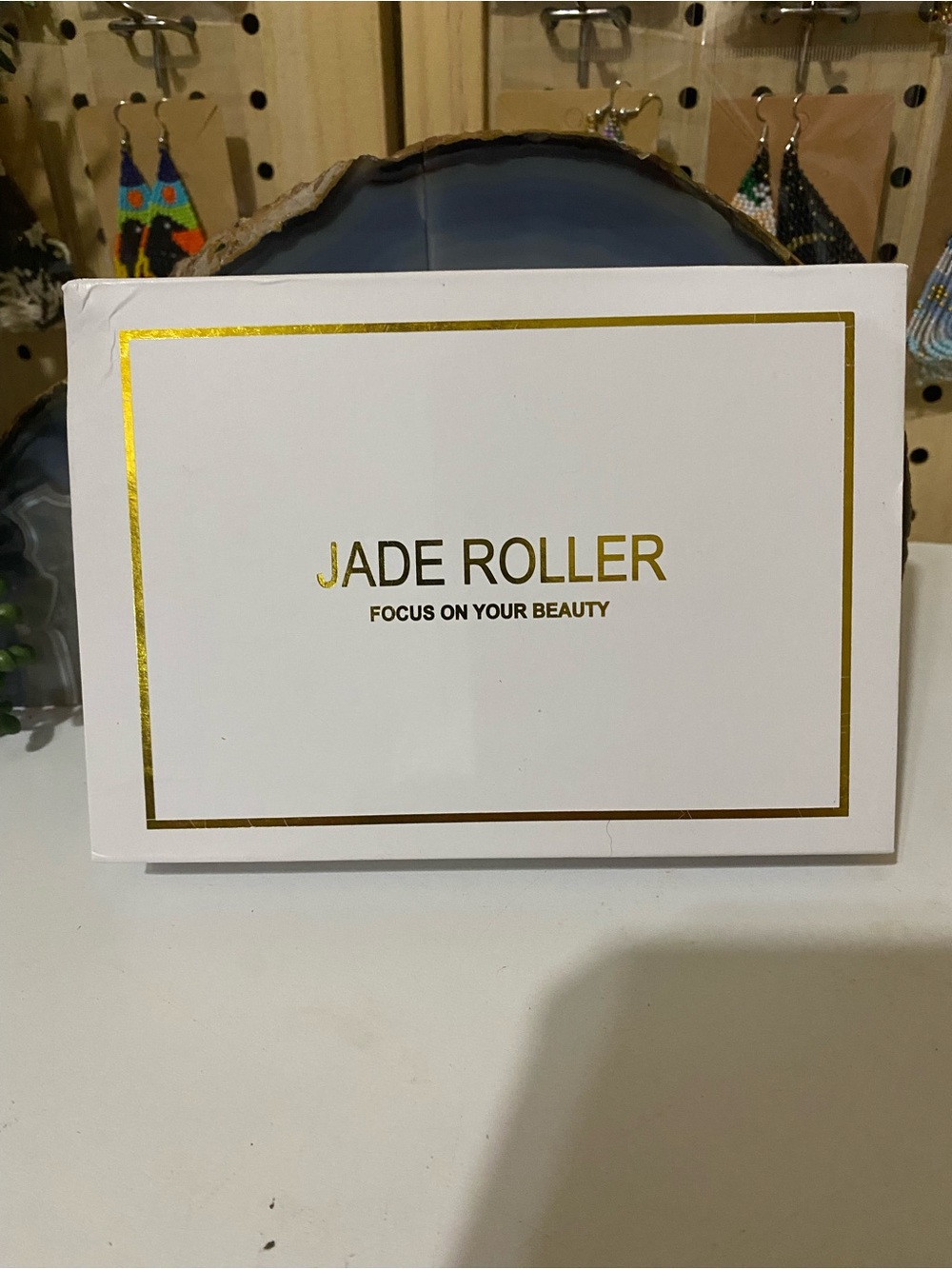 Jade Roller (White & Gold) -